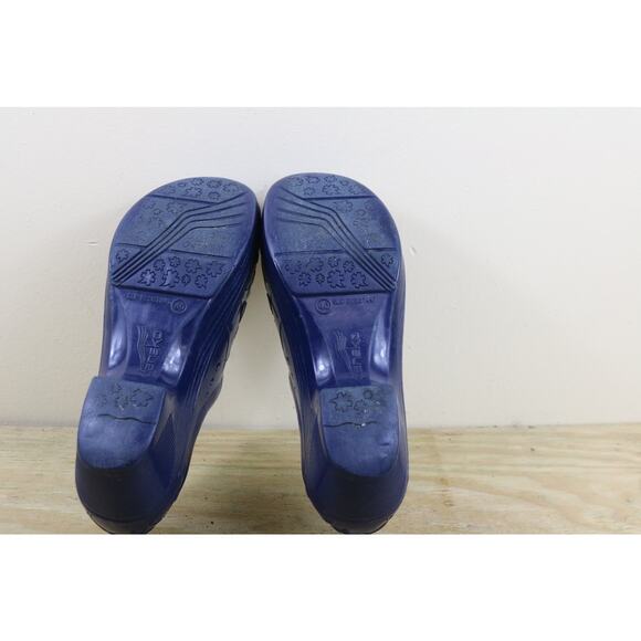 Dansko Clogs 40 Womens Blue Rubber Pixie Floral Molded Slip On Shoes - Picture 6 of 13
